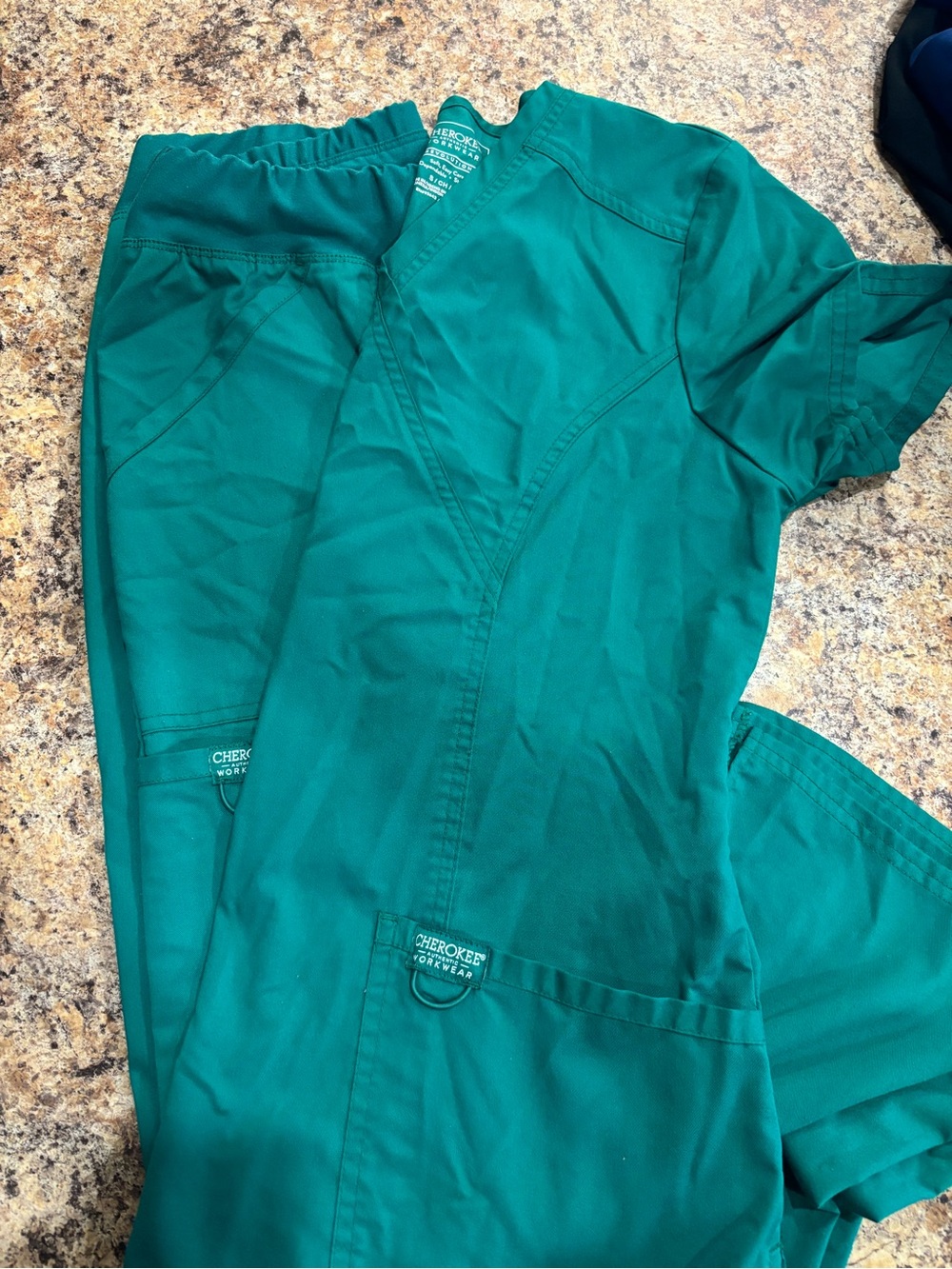 Cherokee Teal Green Medical Scrub Top and Pants